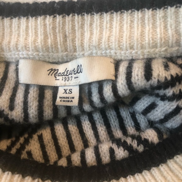 Madewell Diamond Black Cream HighLow Sweater XS - Picture 6 of 6